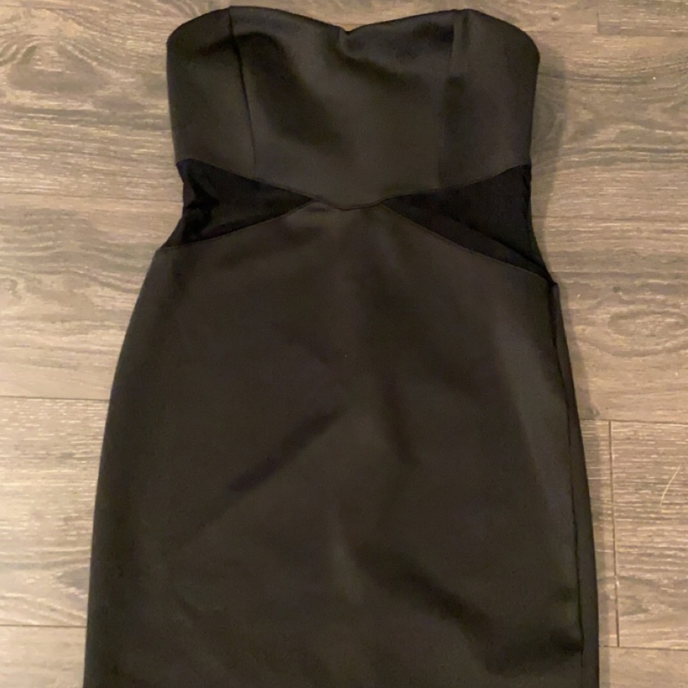 Forever 21 strapless bodycon mesh detail dress